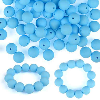 ASTARON 100 Pcs 15mm Silicone Beads for Keychain Making, Yellow Green Blue Pink Silicone Bulk Round Beads for Bracelets Pens Crafts