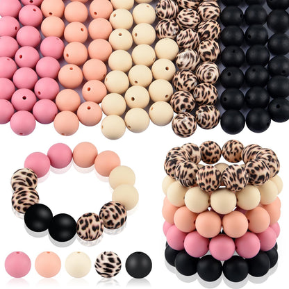 ASTARON 100 Pcs 15mm Silicone Beads for Keychain Making, Purple Pink Silicone Beads Round Bulk for Bracelets Pens Crafts Supplies