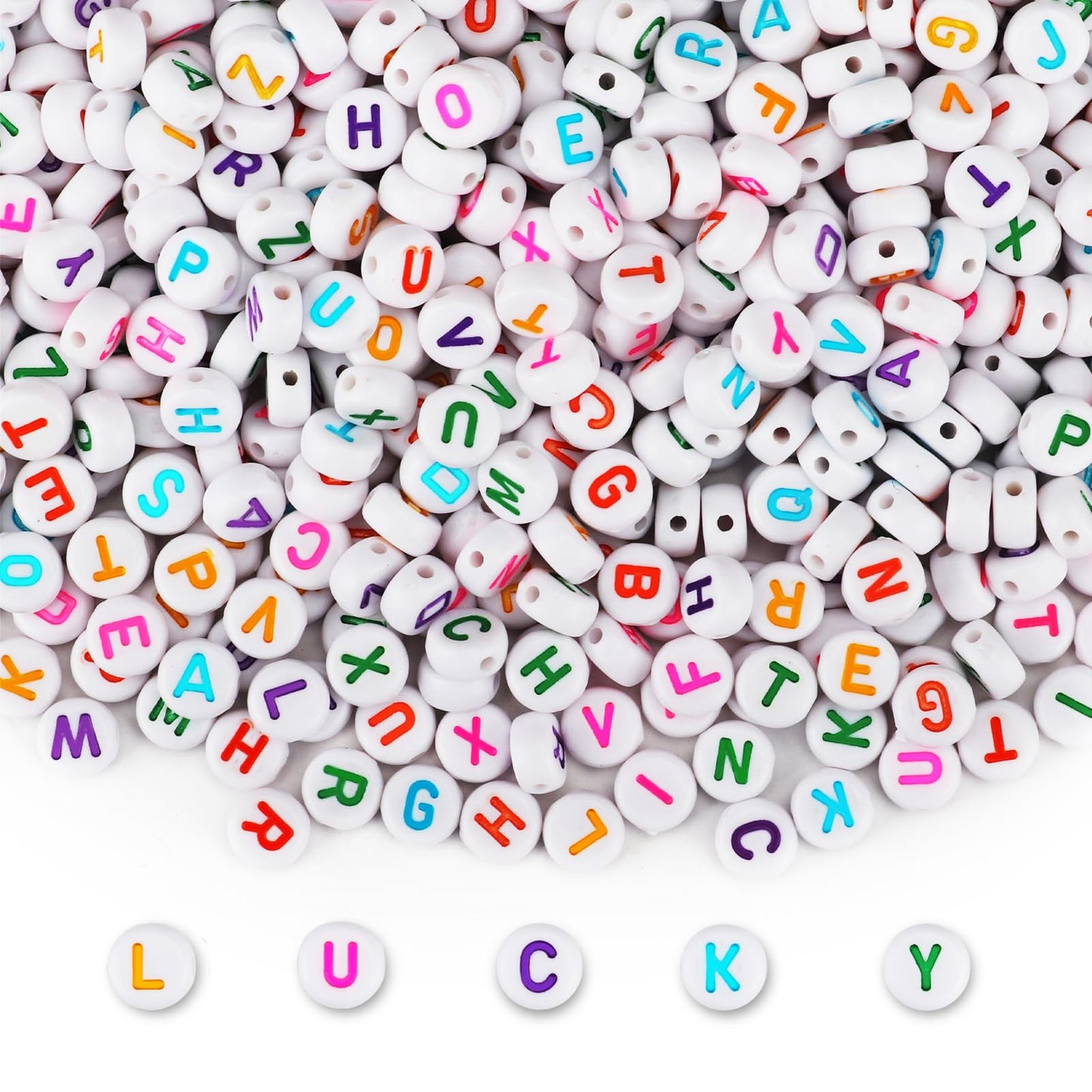 SUTOUG 1010PCS Colourful Letter Beads for Threading, 4 x 7 MM Acrylic Round Beads for Jewellery DIY Making Crafts Bracelets Necklaces Ornaments-Gold