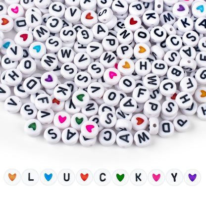 SUTOUG 1010PCS Colourful Letter Beads for Threading, 4 x 7 MM Acrylic Round Beads for Jewellery DIY Making Crafts Bracelets Necklaces Ornaments-Gold