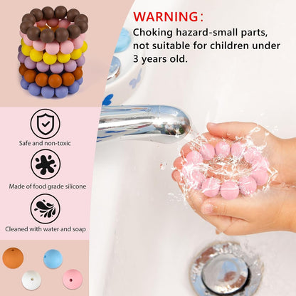 ASTARON 100 Pcs 15mm Silicone Beads for Keychain Making, Yellow Green Blue Pink Silicone Bulk Round Beads for Bracelets Pens Crafts