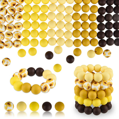 ASTARON 100 Pcs 15mm Silicone Beads for Keychain Making, Yellow Green Blue Pink Silicone Bulk Round Beads for Bracelets Pens Crafts