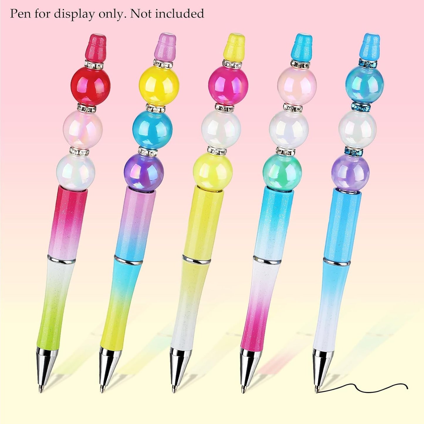 232pcs Beads for Pens, Funtopia Acrylic Focal Beads for Beadable Pens, 16mm Rainbow Chunky Bubblegum Bead with Rondelle Spacer Bead for Keychains DIY Craft Bracelets