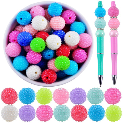 20mm Rhinestone Beads for Pens 20pcs Beaded Pens Beads Bling Glitter Suger Bugglegum Beads Large Balls Crystal Pen Beads for DIY Pens Keychain Making Suppliers Bulk