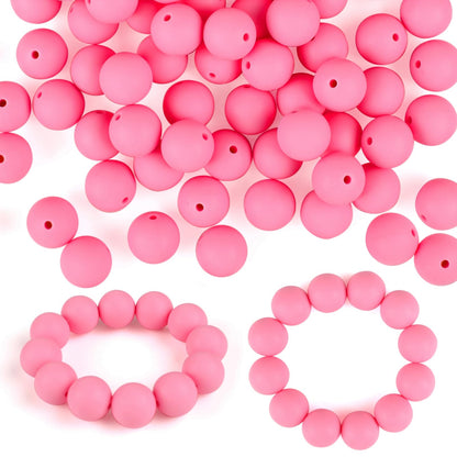 ASTARON 100 Pcs 15mm Silicone Beads for Keychain Making, Yellow Green Blue Pink Silicone Bulk Round Beads for Bracelets Pens Crafts