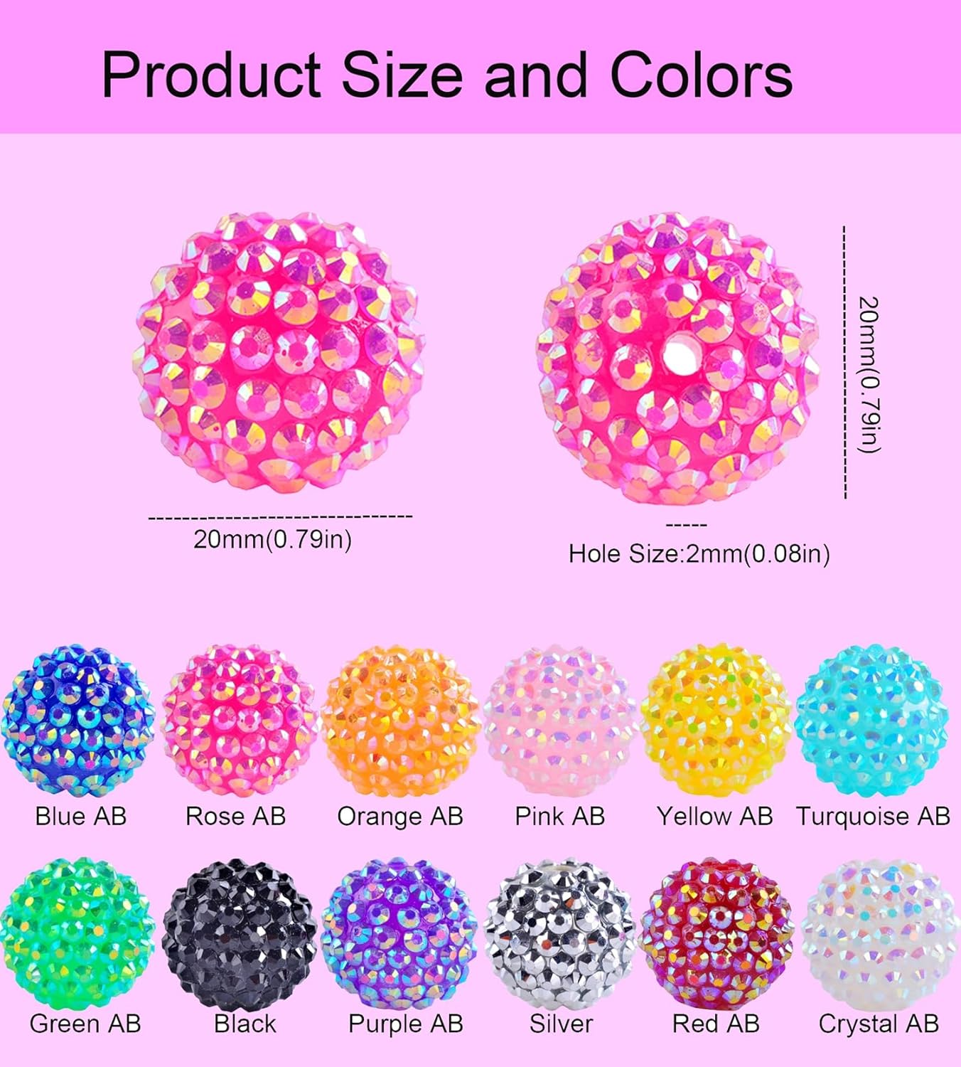 20mm Rhinestone Beads for Pens 20pcs Beaded Pens Beads Bling Glitter Suger Bugglegum Beads Large Balls Crystal Pen Beads for DIY Pens Keychain Making Suppliers Bulk