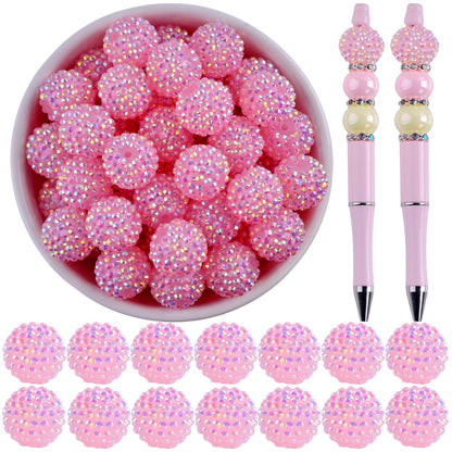 20mm Rhinestone Beads for Pens 20pcs Beaded Pens Beads Bling Glitter Suger Bugglegum Beads Large Balls Crystal Pen Beads for DIY Pens Keychain Making Suppliers Bulk