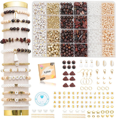 Xylise Jewelry Making Supplies Kit Natural Stone Beads for Irregular Natural Stone with for DIY Craft Bracelet Necklace Earrings for Adults (Pink)