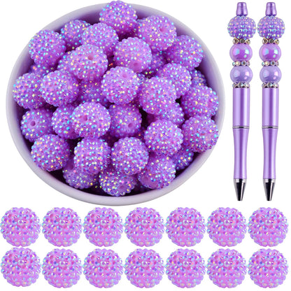 20mm Rhinestone Beads for Pens 20pcs Beaded Pens Beads Bling Glitter Suger Bugglegum Beads Large Balls Crystal Pen Beads for DIY Pens Keychain Making Suppliers Bulk