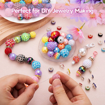HUISUYTON 190 Pcs Beads for Pens Making, Included Rondelle Spacer Bead and 16/20mm Bubblegum Beads for Pen, Acrylic Bead for Jewelry Making, Bracelets, Beadable Pens