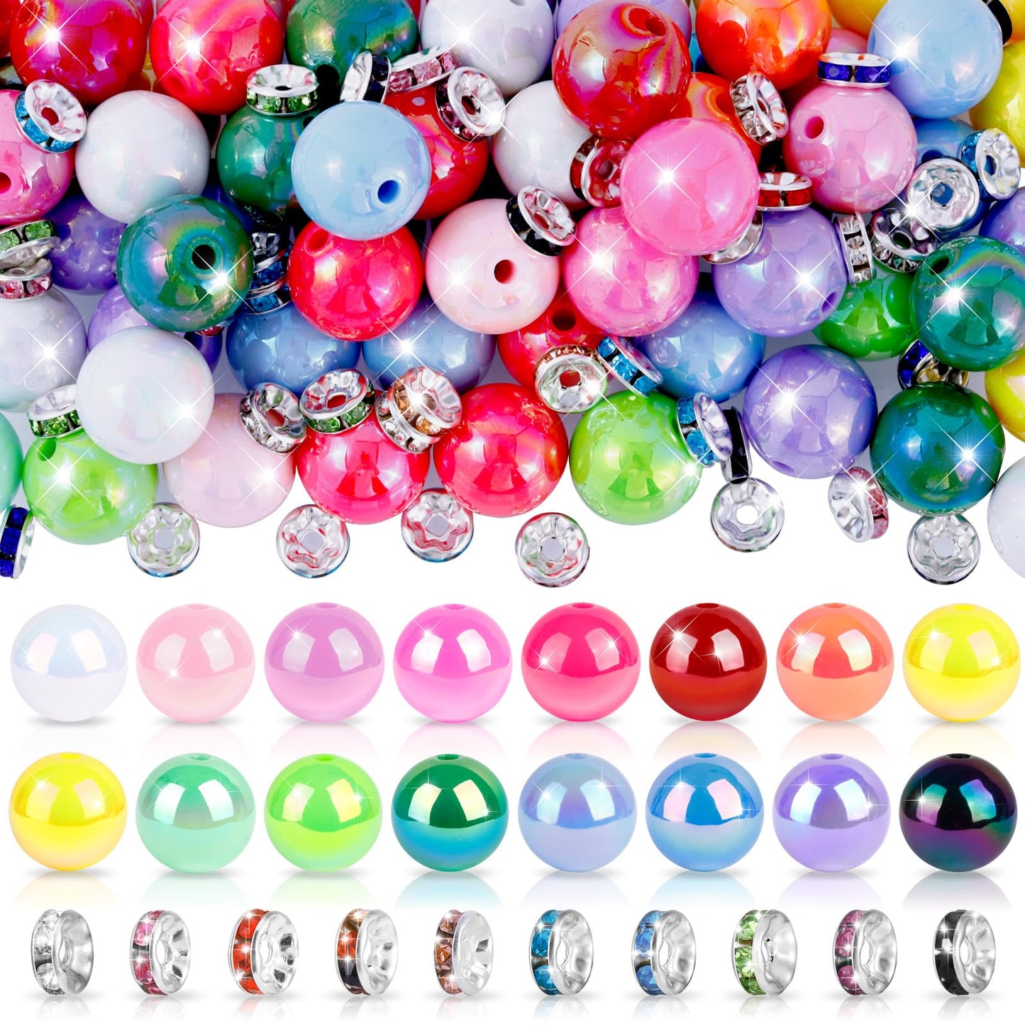 HUISUYTON 190 Pcs Beads for Pens Making, Included Rondelle Spacer Bead and 16/20mm Bubblegum Beads for Pen, Acrylic Bead for Jewelry Making, Bracelets, Beadable Pens