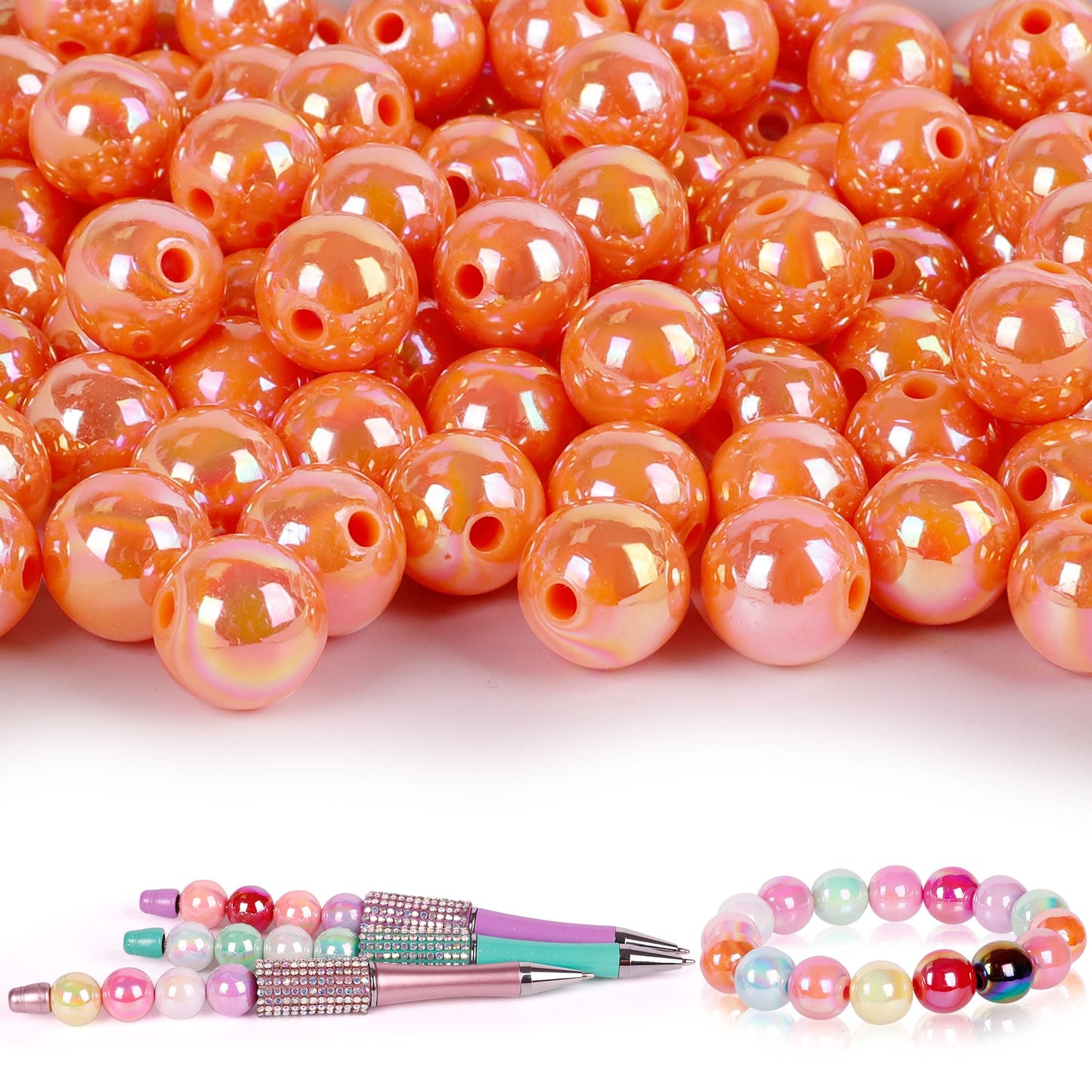 250 Pcs Beads for Pens - Focal Beads for Beadable Pens, Acrylic Bead for Beaded Pen, Spacer Bead Keychains Bracelets Crafts