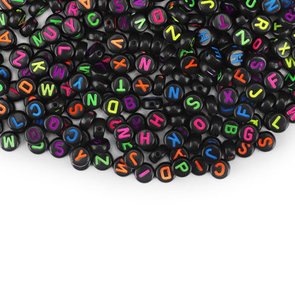 SUTOUG 1010PCS Colourful Letter Beads for Threading, 4 x 7 MM Acrylic Round Beads for Jewellery DIY Making Crafts Bracelets Necklaces Ornaments-Gold