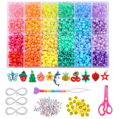 2600+pcs Pony Beads Kit, 18 Color Rainbow Kandi Beads Set, Multicolor Matte Plastic Jewelry Making Kit for DIY Craft Friendship Bracelet Necklace Key Chain
