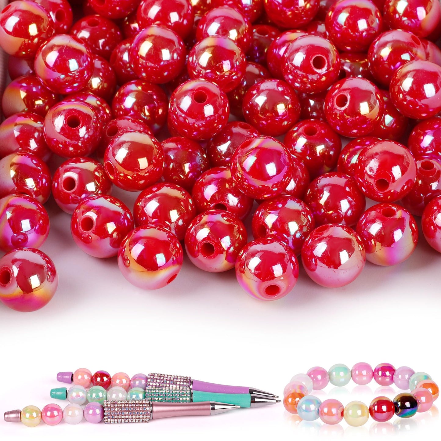 250 Pcs Beads for Pens - Focal Beads for Beadable Pens, Acrylic Bead for Beaded Pen, Spacer Bead Keychains Bracelets Crafts