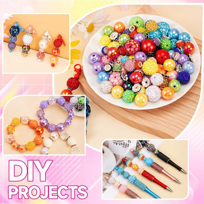 HUISUYTON 190 Pcs Beads for Pens Making, Included Rondelle Spacer Bead and 16/20mm Bubblegum Beads for Pen, Acrylic Bead for Jewelry Making, Bracelets, Beadable Pens