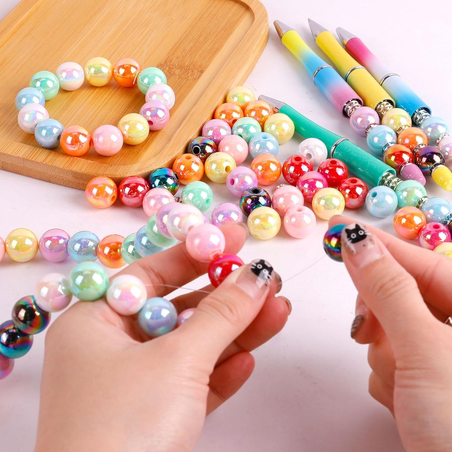 250 Pcs Beads for Pens - Focal Beads for Beadable Pens, Acrylic Bead for Beaded Pen, Spacer Bead Keychains Bracelets Crafts