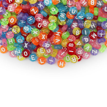 SUTOUG 1010PCS Colourful Letter Beads for Threading, 4 x 7 MM Acrylic Round Beads for Jewellery DIY Making Crafts Bracelets Necklaces Ornaments-Gold