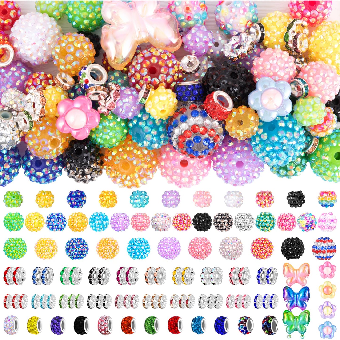 HUISUYTON 190 Pcs Beads for Pens Making, Included Rondelle Spacer Bead and 16/20mm Bubblegum Beads for Pen, Acrylic Bead for Jewelry Making, Bracelets, Beadable Pens