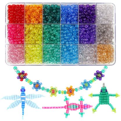 2600+pcs Pony Beads Kit, 18 Color Rainbow Kandi Beads Set, Multicolor Matte Plastic Jewelry Making Kit for DIY Craft Friendship Bracelet Necklace Key Chain