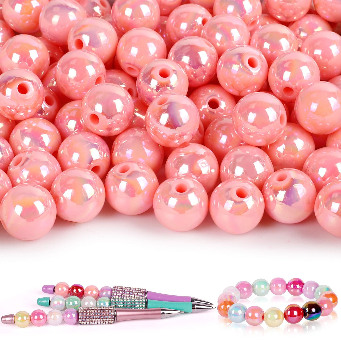 250 Pcs Beads for Pens - Focal Beads for Beadable Pens, Acrylic Bead for Beaded Pen, Spacer Bead Keychains Bracelets Crafts