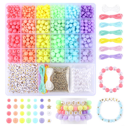 2600+pcs Pony Beads Kit, 18 Color Rainbow Kandi Beads Set, Multicolor Matte Plastic Jewelry Making Kit for DIY Craft Friendship Bracelet Necklace Key Chain