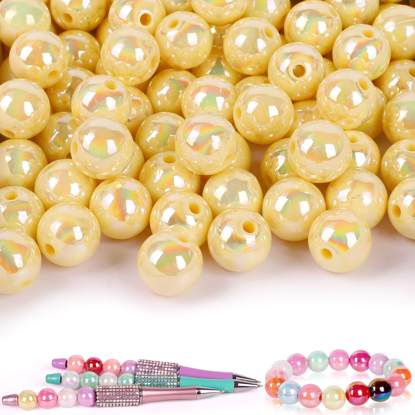 250 Pcs Beads for Pens - Focal Beads for Beadable Pens, Acrylic Bead for Beaded Pen, Spacer Bead Keychains Bracelets Crafts