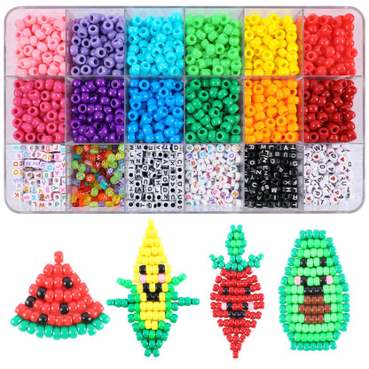 2600+pcs Pony Beads Kit, 18 Color Rainbow Kandi Beads Set, Multicolor Matte Plastic Jewelry Making Kit for DIY Craft Friendship Bracelet Necklace Key Chain