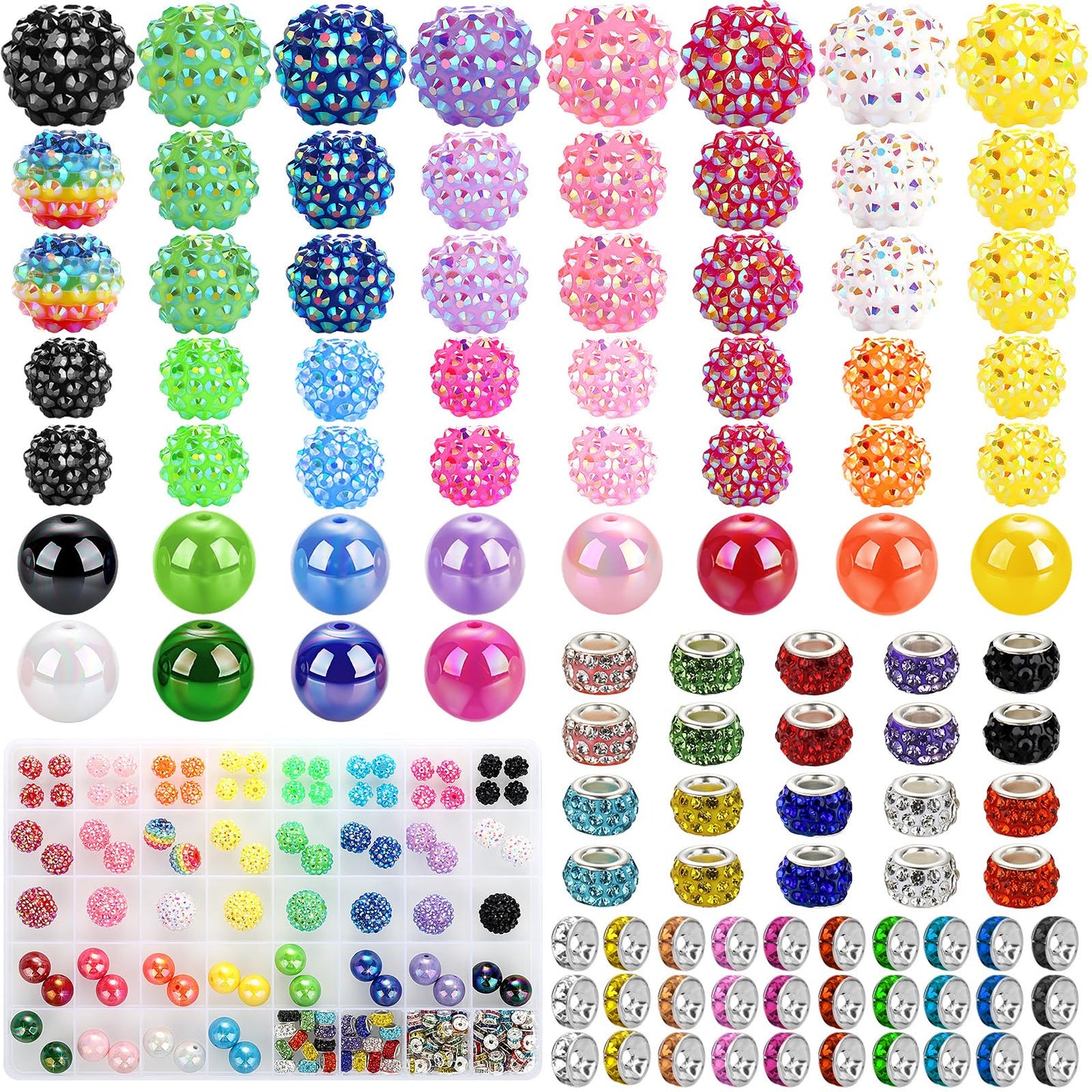 232pcs Beads for Pens, Funtopia Acrylic Focal Beads for Beadable Pens, 16mm Rainbow Chunky Bubblegum Bead with Rondelle Spacer Bead for Keychains DIY Craft Bracelets