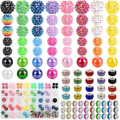 232pcs Beads for Pens, Funtopia Acrylic Focal Beads for Beadable Pens, 16mm Rainbow Chunky Bubblegum Bead with Rondelle Spacer Bead for Keychains DIY Craft Bracelets