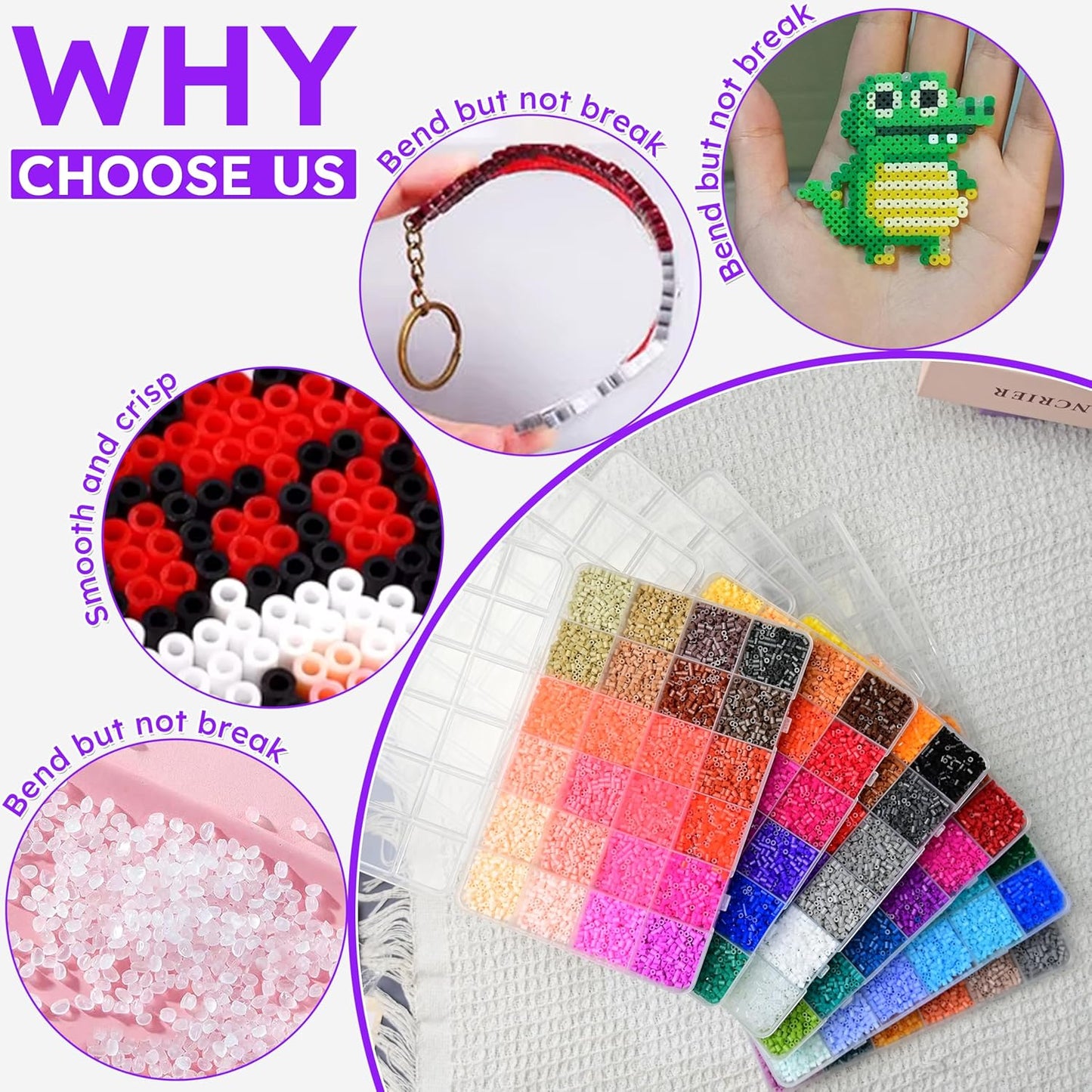 SIFNAORU 144 Colors 70000pcs Fuse Beads Kit-Easy DIY- 2.6mm Melty Beads Kit, All in one DIY Crafts Supplies for Women, Birthday Ideal Gifts,Pixel Art Building Blocks