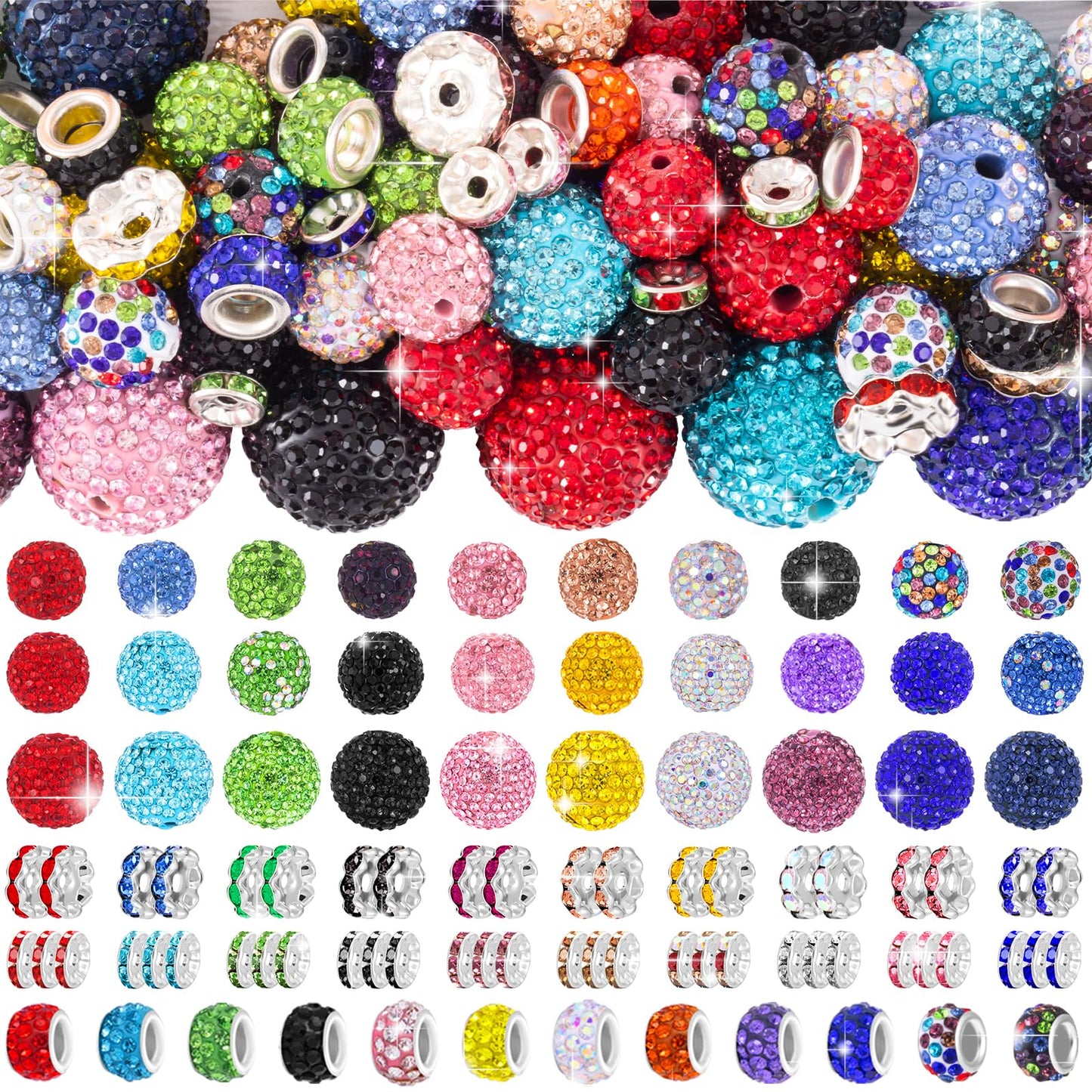 HUISUYTON 190 Pcs Beads for Pens Making, Included Rondelle Spacer Bead and 16/20mm Bubblegum Beads for Pen, Acrylic Bead for Jewelry Making, Bracelets, Beadable Pens
