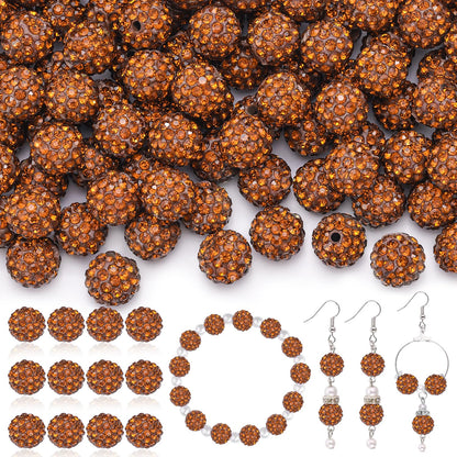 120 pcs 10mm Rhinestone Beads for Jewelry Making, 12 Mixed Colors Shiny Round Shamballa Disco Ball Beads, Sparkle Crystal Clay Christmas for Bracelet Baseball Necklace Earring and DIY