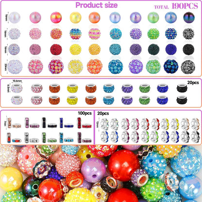 HUISUYTON 190 Pcs Beads for Pens Making, Included Rondelle Spacer Bead and 16/20mm Bubblegum Beads for Pen, Acrylic Bead for Jewelry Making, Bracelets, Beadable Pens