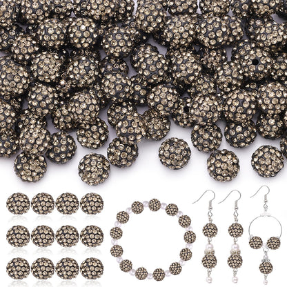 120 pcs 10mm Rhinestone Beads for Jewelry Making, 12 Mixed Colors Shiny Round Shamballa Disco Ball Beads, Sparkle Crystal Clay Christmas for Bracelet Baseball Necklace Earring and DIY